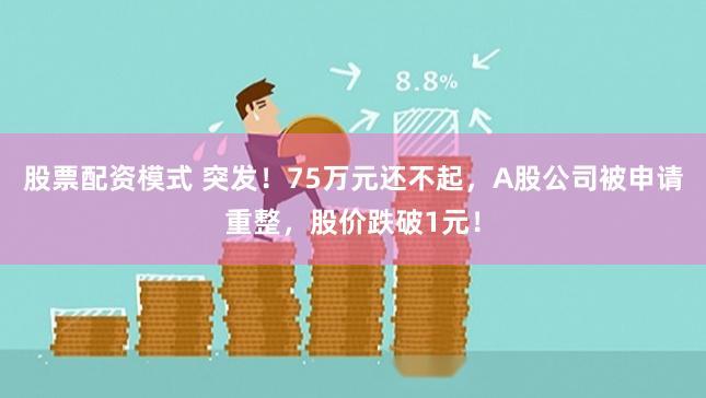 股票配资模式 突发!75万元还不起,A股公司被申请重整,股价跌破1元!